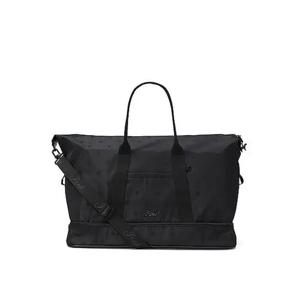 PINK Satin Nylon Travel Duﬄe Bag
