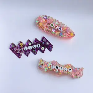 Personalized Sparkle Barrette with Custom Name Tiles in Vibrant Colors for Stylish Hair Accessory