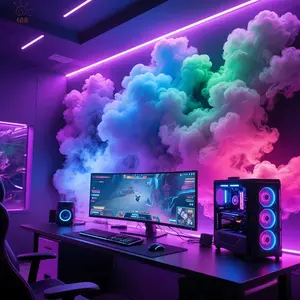 1 Set DIY RGB Thundercloud Light Smart Light Bright Ambient Space Lighting Music Sync Color Changing USB Powered Suitable for E-sports Game Room