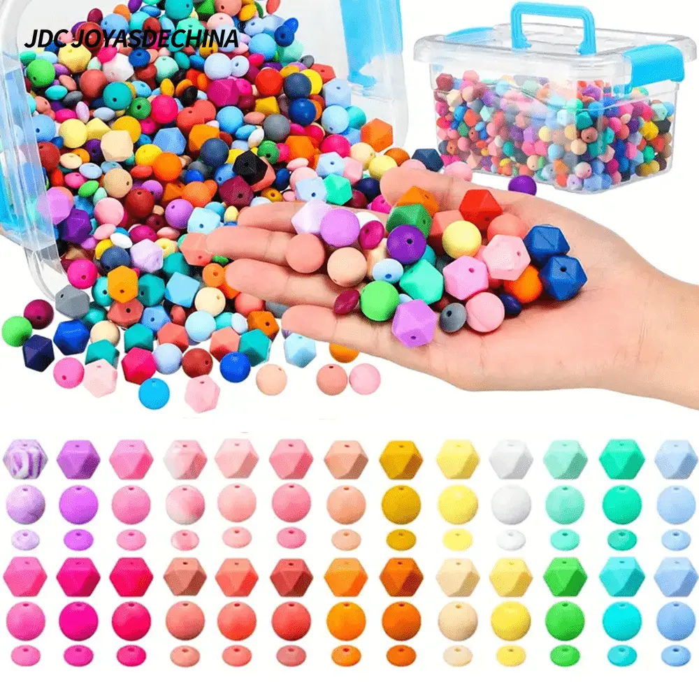 400pcs Silicone Beads for Beaded Pens & Keychains – 12mm/14mm/15mm Colorful Mixed Loose Beads for DIY Jewelry Making, Bracelets, Necklaces & Craft Accessories
