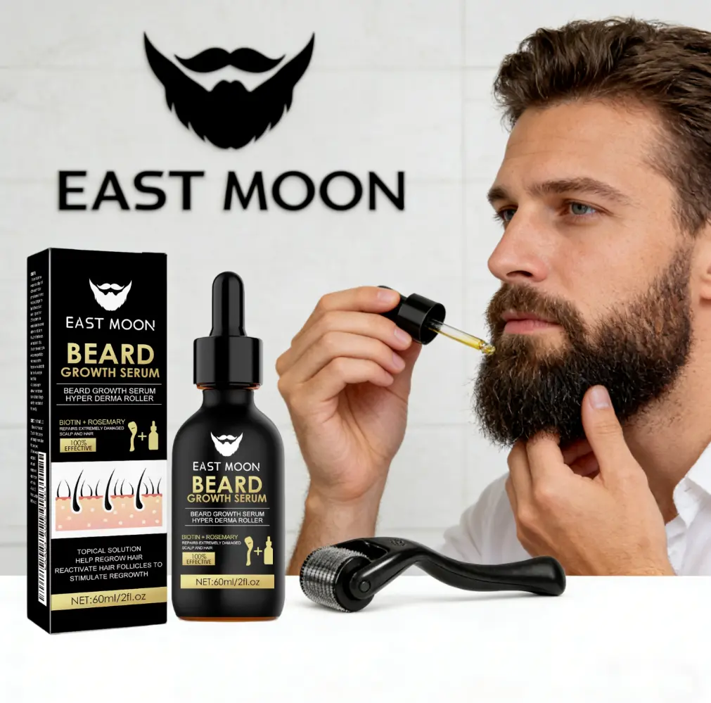 Beard Care Essence Set (60ML+ Roller),Gentle Formula Nourishes Beard Follicles, Roller Promotes Scalp Circulation, Easy to Apply, Suitable for All Beard Types Daily Grooming.
