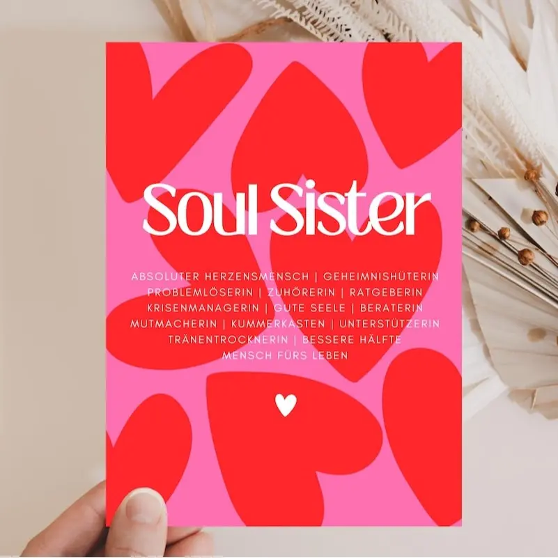 Soul Sister Card, Best Friend Gift Card, Friendship Card for Women, Card for Best Friend, Birthday Card for Girlfriend
