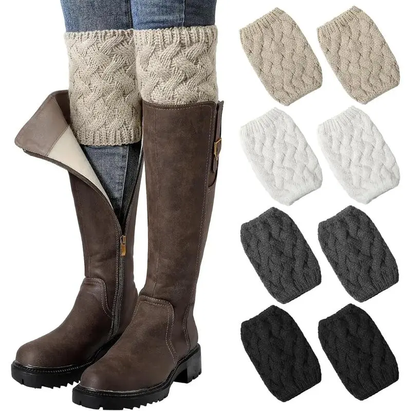 Boot Socks for Women Winter Warm Cuffs Knitted Short Leg Warmers Boot Topper Socks in Multiple Colors for Cozy Layering