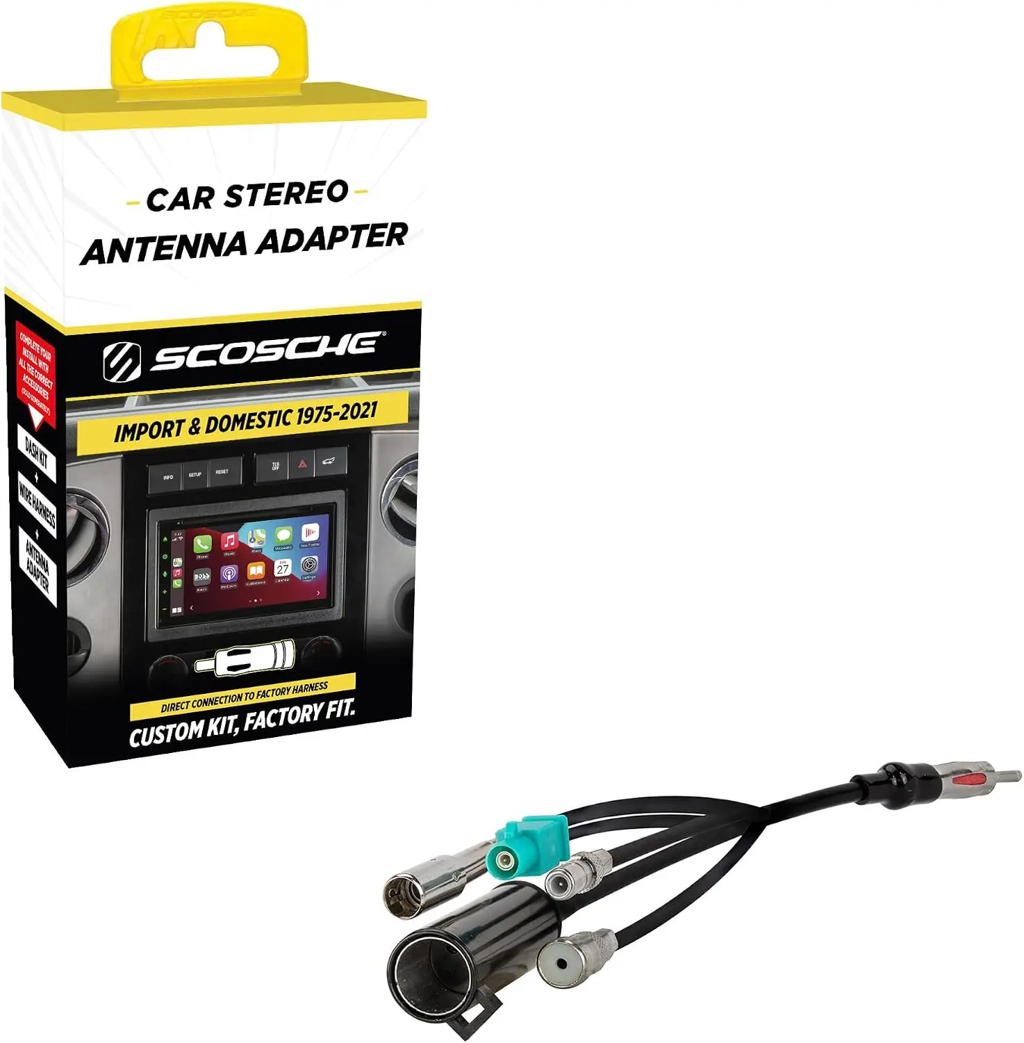 UAA3 Multi-Vehicle All-in-1 Antenna Adapter for Aftermarket Car Stereos, Compatible with Most Domestic and Import Vehicles - Check Fit Guide Image for Compatibility