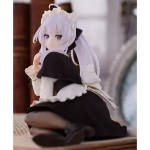 10cm Anime Elaina Figure Wandering Witch The Journey Black Cat Maid Dress Sitting Pose PVC Model Series Toys Gifts