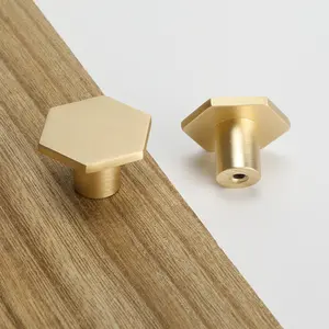 Goldenwam 25Pack Solid Brass Cabinet Knobs Hexagon Gold Dresser Drawer Pulls Handles Gold/Black/Brushed Nickel doorknobs