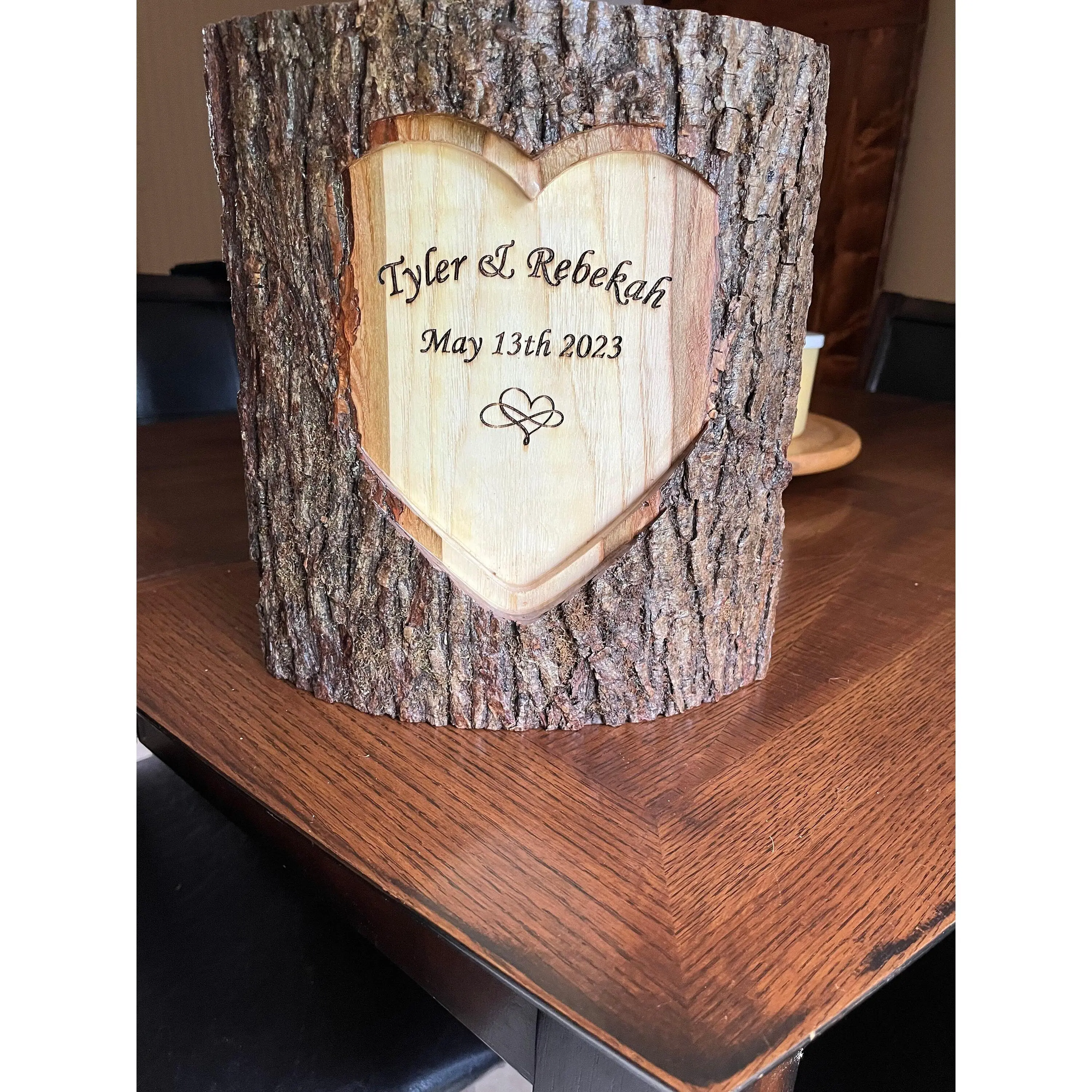 Wooden Wedding Day Decoration - Custom Laser Engraved Anniversary Decoration