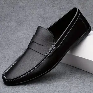 Men's Solid Colour Vintage Slip On Penny Loafer Shoes - Comfy Non Slip Durable Rubber Sole - For Men - Suitable for Outdoor Activities, Business & Casual Occasions - Perfect Gift for Father's Day & Birthday Footwear Boy