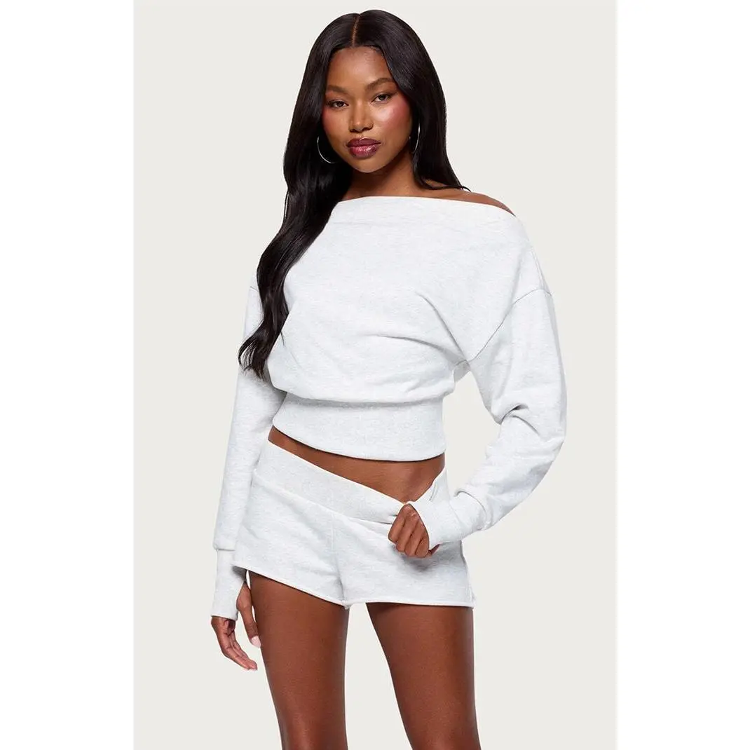 Edikted Women's Hennie Off-The-Shoulder Fleece Sweatshirt