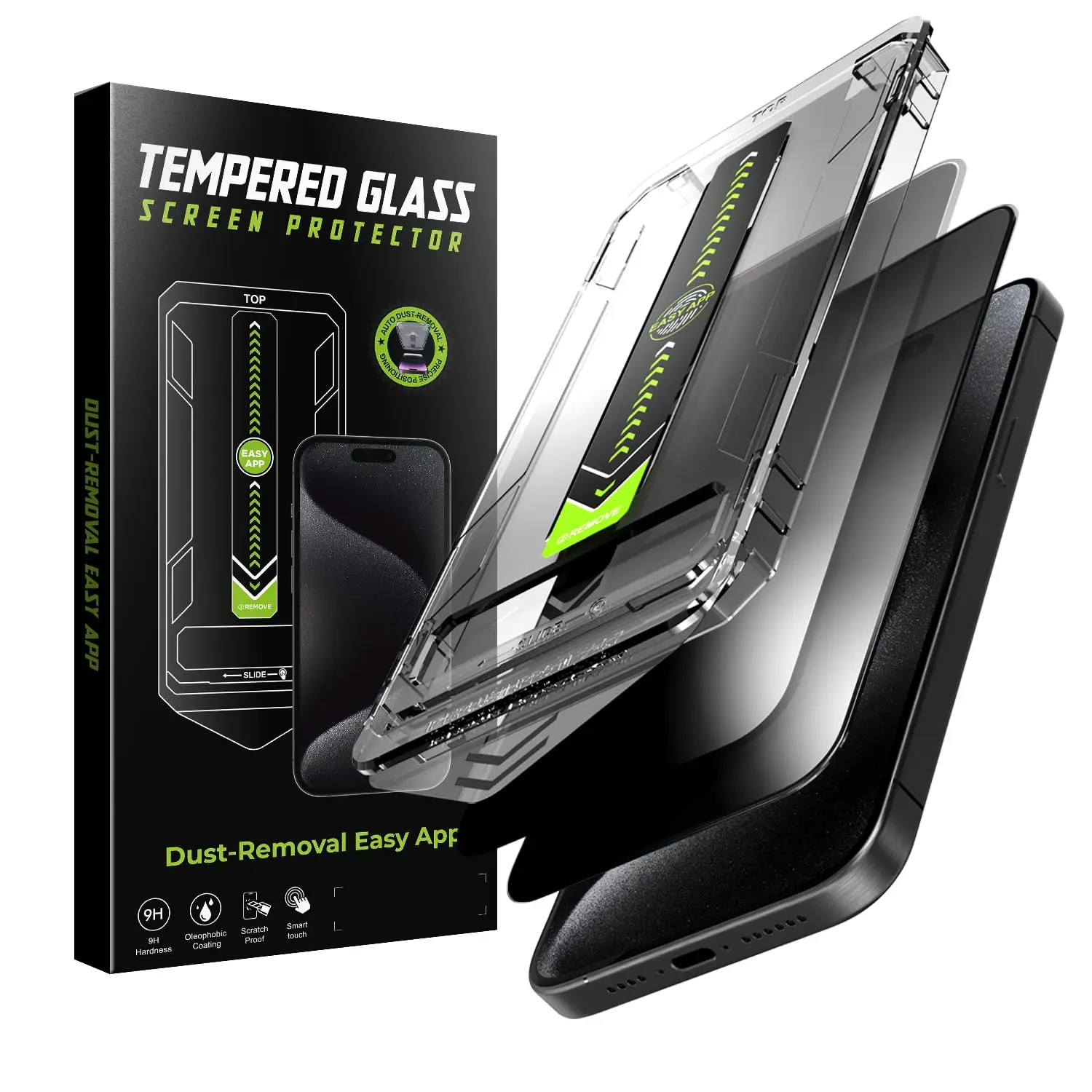 Privacy Screen Protector for iPhone 17pro/iPhone 16/iPhone 16 Pro/iPhone 13, Anti-Glare Display Filter, 9H Tempered Glass, Full Coverage, Anti-Fingerprint, Auto Dust-Elimination, No Bubble, Easy Installation