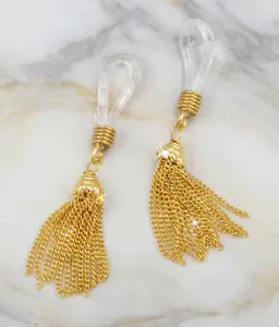 Tassel Non‑Piercing Nipple Rings • Handmade Adjustable Silicone Body Jewelry • Gold or Silver Tassel Accents