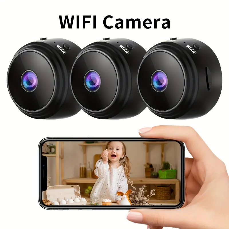 Smart Mini Wireless Surveillance Camera for Indoor & Outdoor Use, Rechargeable Home Cameras Indoor with 480p Video, Easy Installation, Lithium Battery, Home Security Camera System, Security Cameras Wifi