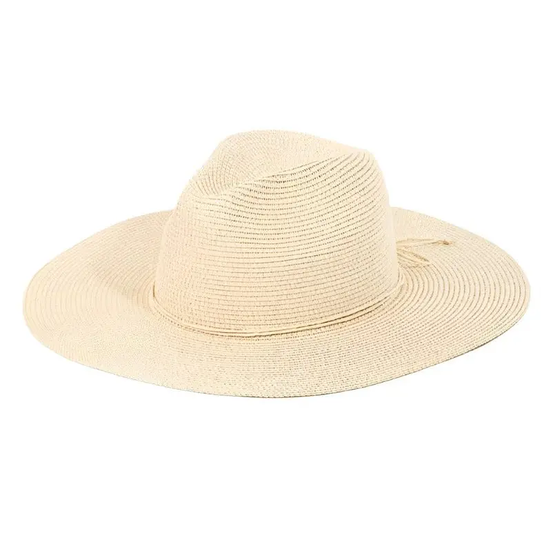 Unisex Wide-Brim Straw Fedora Hat - Sunwear for Outdoor Sun Protection