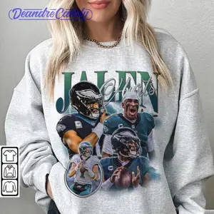 [Sale Up To 45%] Jalen Hurts Philadelphia Football Shirt, Vintage Football 90s Sweatshirt, Fan Football Game Day Crewneck