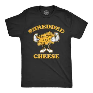 Mens Shredded Cheese T Shirt Funny Cheesy Buff Workout Joke Tee for Guys Mens Funny T Shirts Cool Vintage Fashion T-Shirt Gift Classic Menswear Fitness Apparel for Men Funny Food Short Sleeve Novelty Tees for Black -