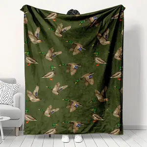 1PC green duck head flannel blanket, machine washable, soft and comfortable, lightweight wool blanket, Flannel throw blanket, air conditioning blanket, home decoration, suitable for giving gifts to friends in all seasons