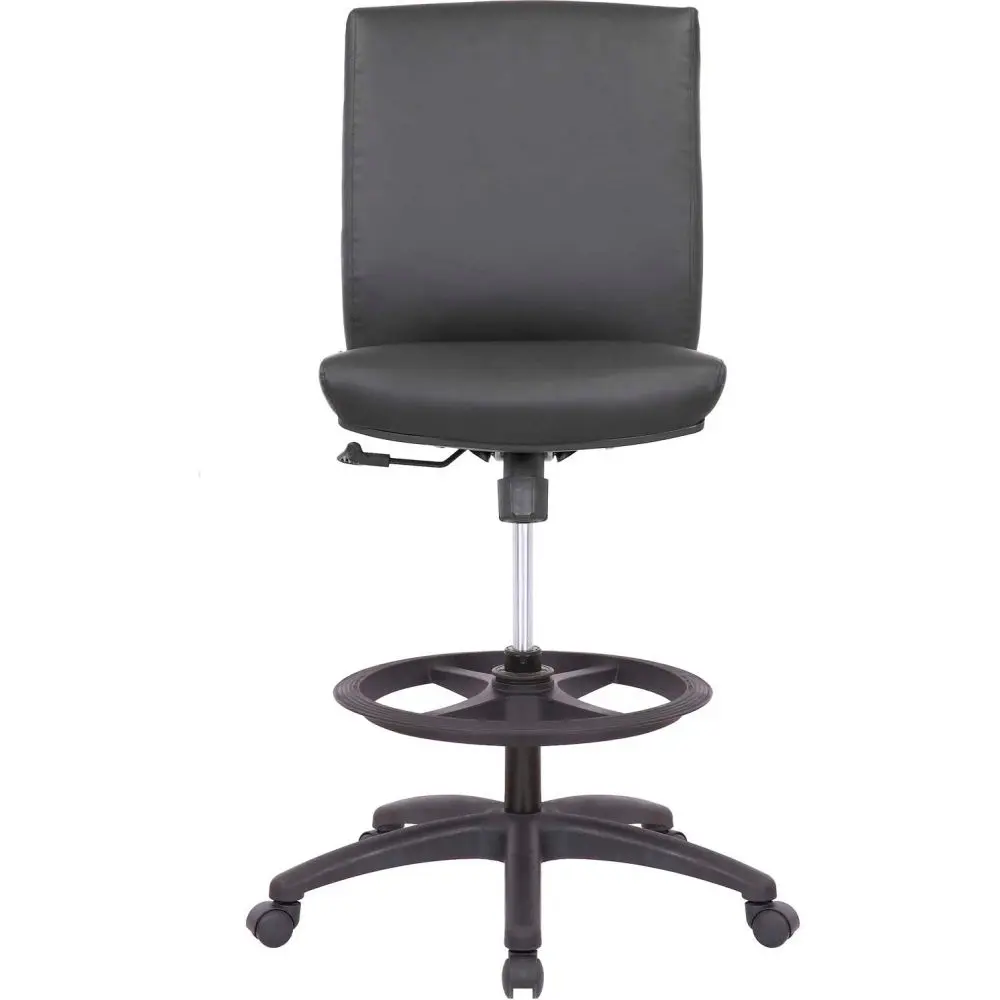 Global Industrial 695660-AM Protective Bonded Leather Drafting Stool, Black