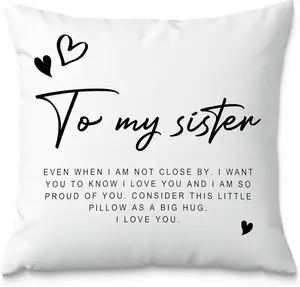 Sister Pillowcase Covers 18x18, to My Sister Gifts, Sister Gifts from Sister Brother, Big Little Sister Gifts, Best Sister Gifts, Birthday Gifts for Sister, Sister Pillowcase Covers from Sister