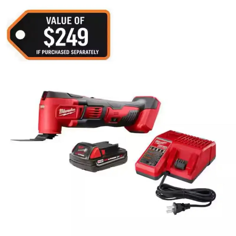 Milwaukee M18 18V Lithium-Ion Cordless Oscillating Multi-Tool Combo Kit, Includes 1.5 Ah Battery, Charger, Cordless Combo Kit