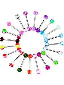 Stainless Steel Tongue Barbell Set, Unisex Design, Assorted Colors, Durable Material, Ideal for Daily Use, Body Piercing Jewelry, Body Jewellery