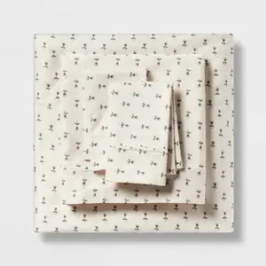 Twin/Twin XL Printed Performance 400 Thread Count Sheet Set Tulip Toss - Threshold: Cotton Sateen, Elastic Corners, OEKO-TEX Certified