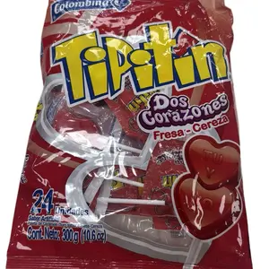 1 Bolsa de Colombina Tipitin Dos corazones Sabor Fresa y cereza 24und