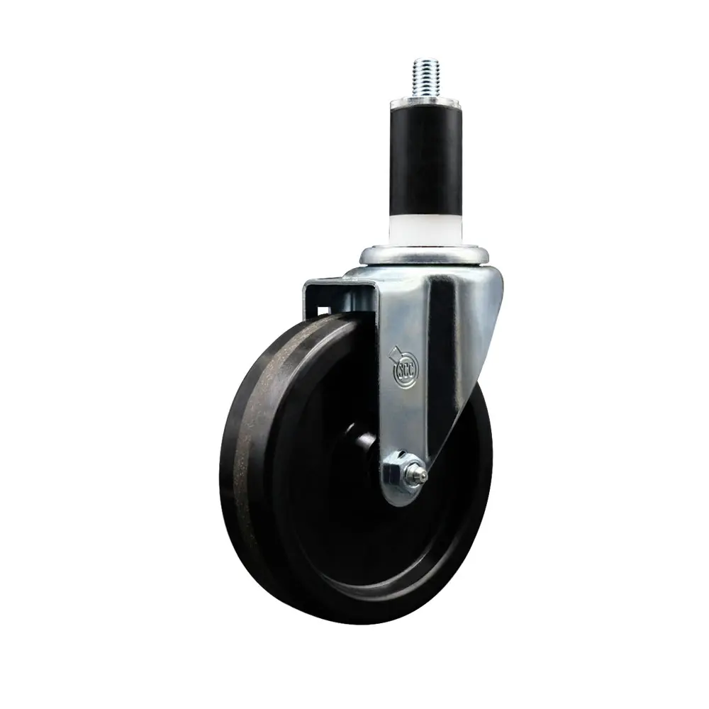 Service Caster SCC-EX20S514-PHS-138 Heavy Duty Phenolic Swivel Caster, Furniture Moving Wheel with Expanding Stem, 5 in. Black Swivel Wheel, 1.38 in. Stem, Swivel Wheels
