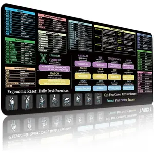 Excel Cheat Sheet Desk Pad, Shortcuts  Pad (31.5"x11.8") - 11 Major Excel Function Modules, Common Functions and Hacks - XL Keyboard Shortcut Gaming  Mat - Non-Slip Stitched Edges
