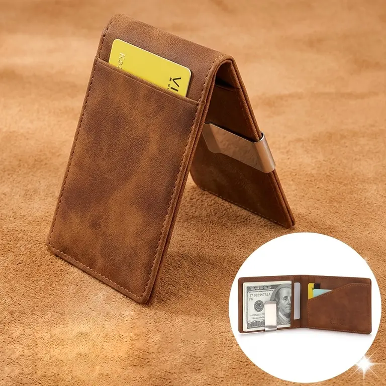 Men's Creative PU Leather Wallet – Bifold Money Clip & Card Holder