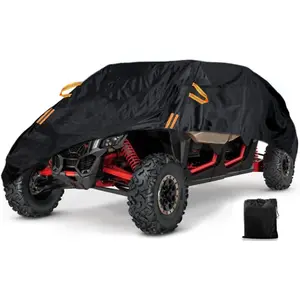 Waterproof UTV Cover Heavy Duty Black Oxford Cloth All-Weather Protection for 4-6 Seater Polaris RZR PRO XP 4 Can-Am Maverick X3 Max Arctic Cat Textron