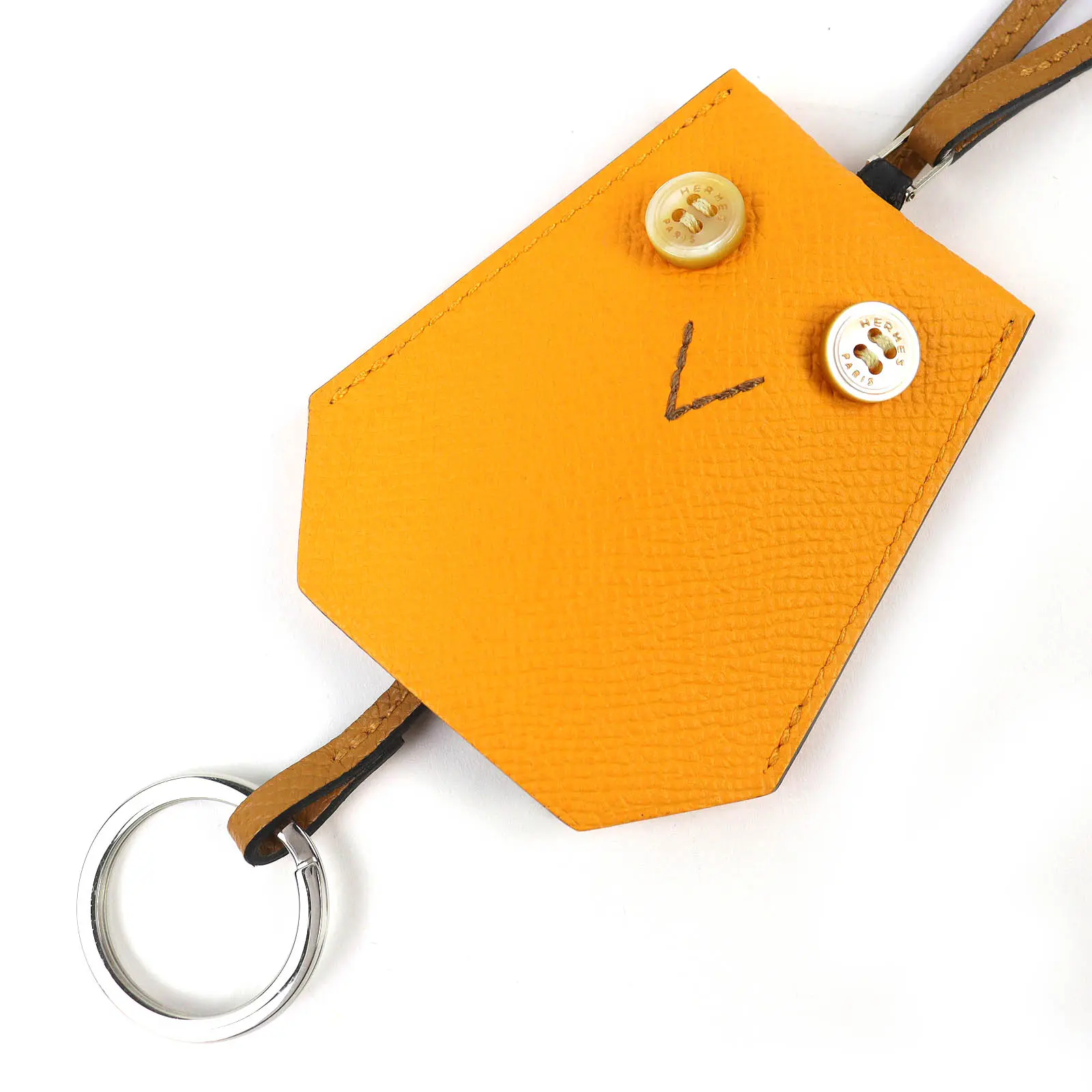 Pre-owned HERMÈS Calfskin Small Leather Goods Hermes Clochette Epsom Necklace