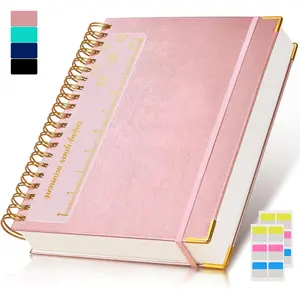 8.5” x 11” A4 Large Spiral Notebook Journal, 300 Pages Hardcover Leather Lined College Ruled Notebook with 100 GSM Thick Paper, for Writing Work School, Pink for Women Men