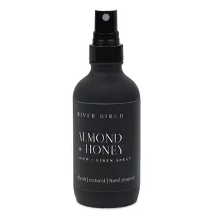 Almond + Honey - 4 oz Black Glass Room + Linen Spray Floral Fragrance