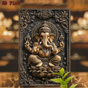 Aluminum Ganesha Wall Decor Classic Style Religious Hindu Deity Art for Home Office or Garden Gift 1 Piece Aluminum Wall Sculpture