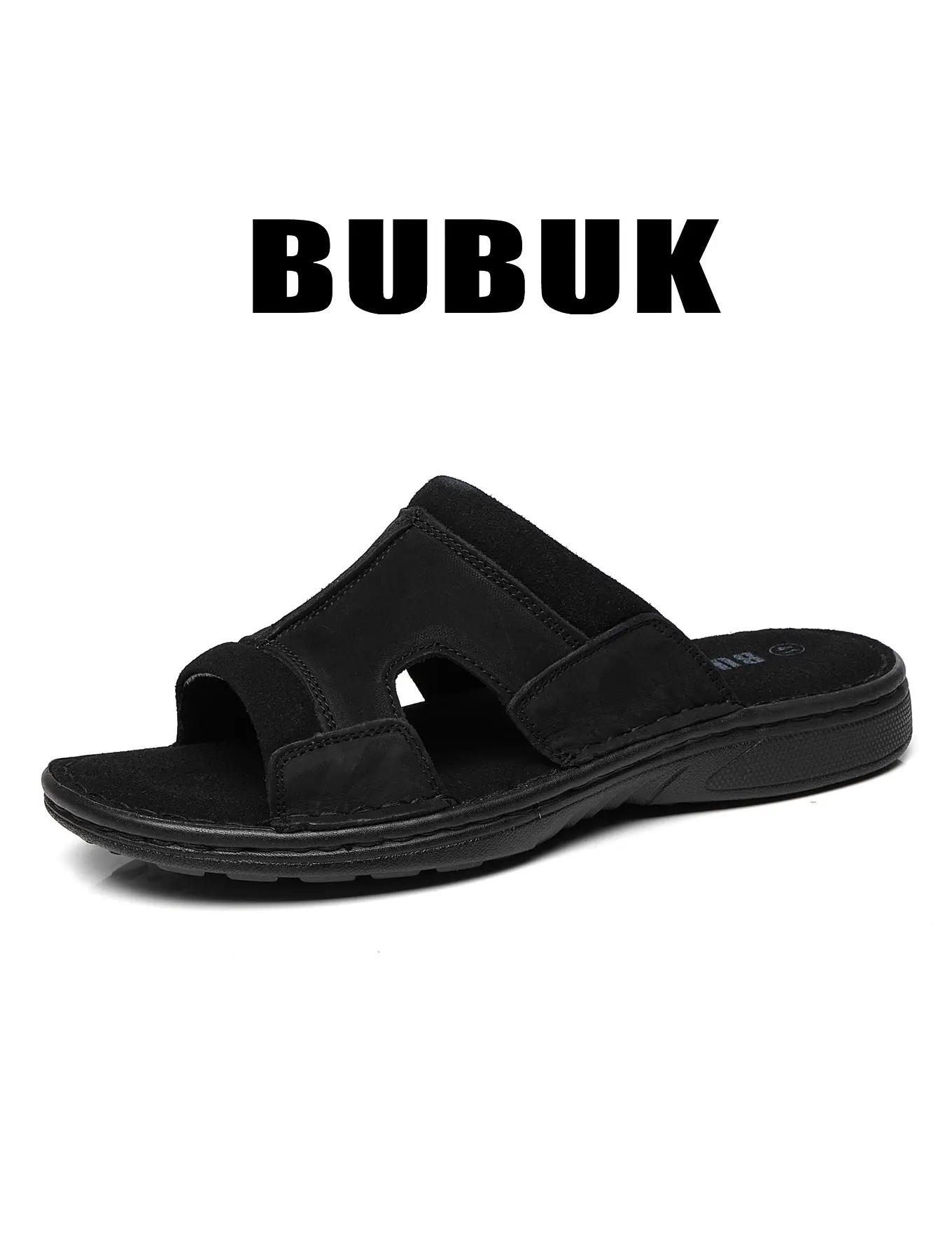 BUBUK Men's Fashion Low Top Sport Sandals, Beach Casual Shoes, Genuine Leather, Slip-On, Anti-Slip, Thick Sole, Open Toe, Versatile, Comfortable, Casual Footwear