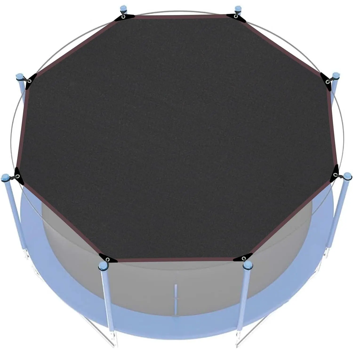 Trampoline Shade Cover, Diameter 305 cm for 10FT 8 Poles, UV-Resistant, Waterproof, Multifunctional Trampoline Cover Tent Tool for Picnics, Backyards(10FT 8 Poles)