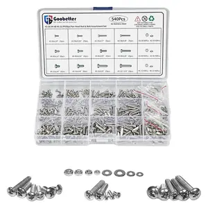 540-Piece 304 Stainless Steel Bolt and Nut Set Phillips & Flat-Head #2-56 #4-40 #6-32 for DIY Projects with Water & Corrosion Resistance Easy to Organize in Sturdy Box