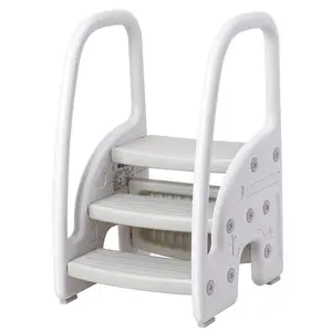 Garvee Toddler Step Stool with Handles, Lightweight Plastic 3-Step Stool for Bathroom, Kitchen, and Toilet Potty Training, Non-slip Stepping Stool Helper for Easy Standing and Reaching