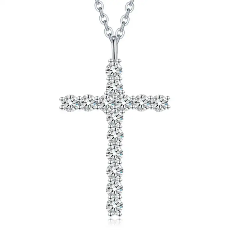 【231】Cross Synthetic Moissanite Necklace – Fashionable Elegant Jewelry for Women, Ideal Birthday/Valentine’s Day/Anniversary Gift cross pendant