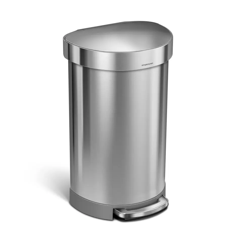 simplehuman 45L Semi-Round Step Trash Can Stainless Steel Soft Close Kitchen