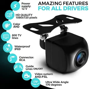 Car Camera Rear View Mirror, Waterproof Night Vision, Ideal for Parking and Reverse Driving, Durability Abs Material
