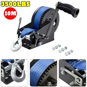 KROAK Hand Crank Winch, 3500 lbs Steel Cable, Boat Trailer Winch Heavy Duty 33 ft Steel Wire Cable and Two-Way Ratchet, Manual Operated for Trailer, Boat or ATV Towing