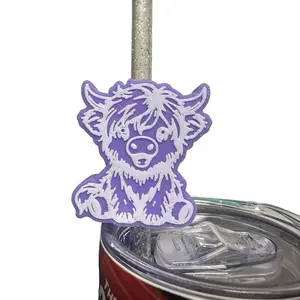 Highland cow 3D printed straw topper.