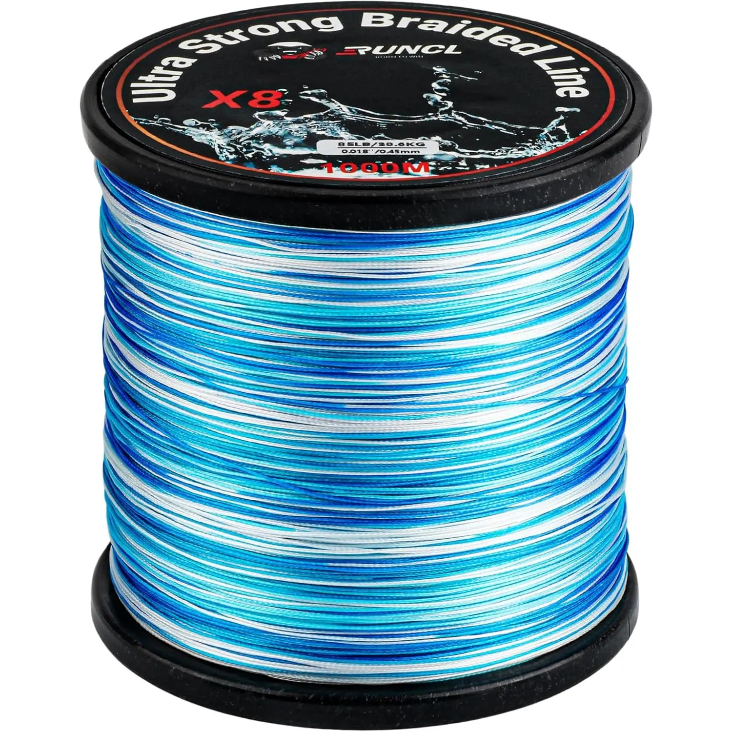 RUNCL 8-Strand Braided Fishing Line with Advanced Camouflage Technology, Exceptional Abrasion Resistance, Bright UV-Resistant Color, 0 Stretch and Low Memory for Saltwater or Freshwater, Bright & Long-Lasting Color, Versatile, High Vis, Bold Colors
