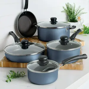 9-Piece Non-Stick Aluminium Cookware Set with Glass Lids Nonstick Aluminium Oven Nonstick Pan Handles