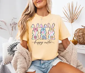 Comfort Colors Easter Bunny Tee, Trendy Coquette Easter T-Shirt, Women's Easter Bow Shirt, Cute Spring Rabbit Tee, Pastel Easter Gift
