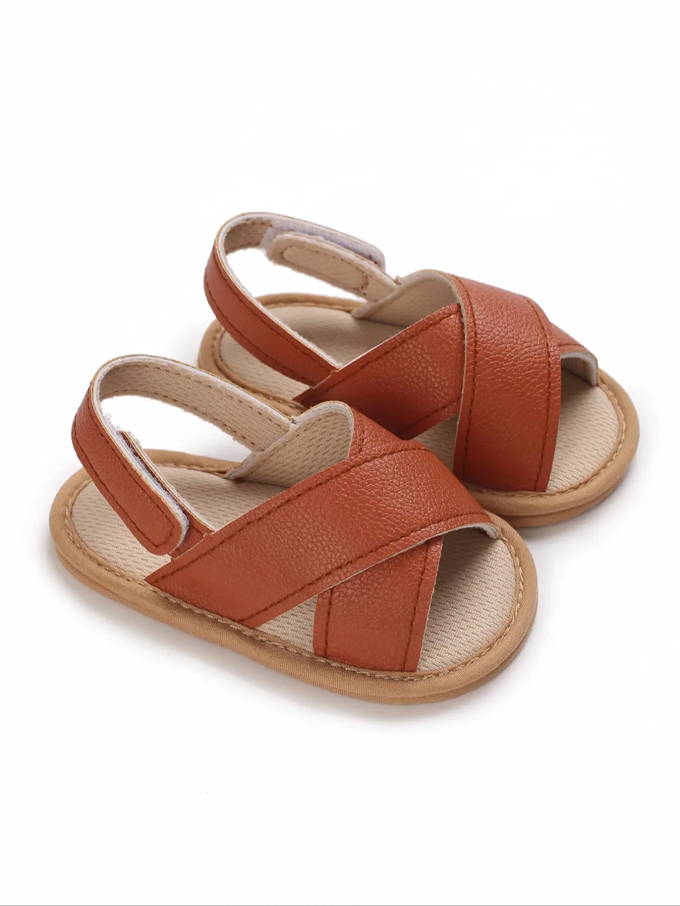 Summer Baby Walking Sandals, Soft-Sole Infant Shoes with Cross-Strap Design, Breathable Cutout Sandals for Babies 0–12 Months