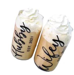 Mr. and Mrs. Cup Set, Hubby And Wifey Cup, Personalized Wedding Gift, Bridal Shower Gift, Couples Gift, Couples Glass Set, Beer Can Glass Cup