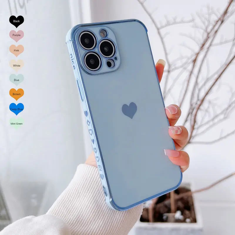 Shockproof Plating Love Heart Case for iPhone 17 Pro Max 16, 15, 14, 13, 12 Pro Max - Slim, Stylish Protective Cover, Durable & Scratch-Resistant, Fashionable Heart Design, Full Protection Case