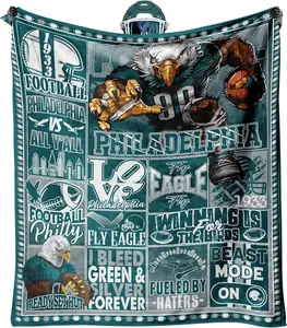 Football Gifts for Men Women, Football Football Fans Flannel Blanket, Football Gifts Ideas for Men Women Boys Kids Green Throw Blanket 60"x50"